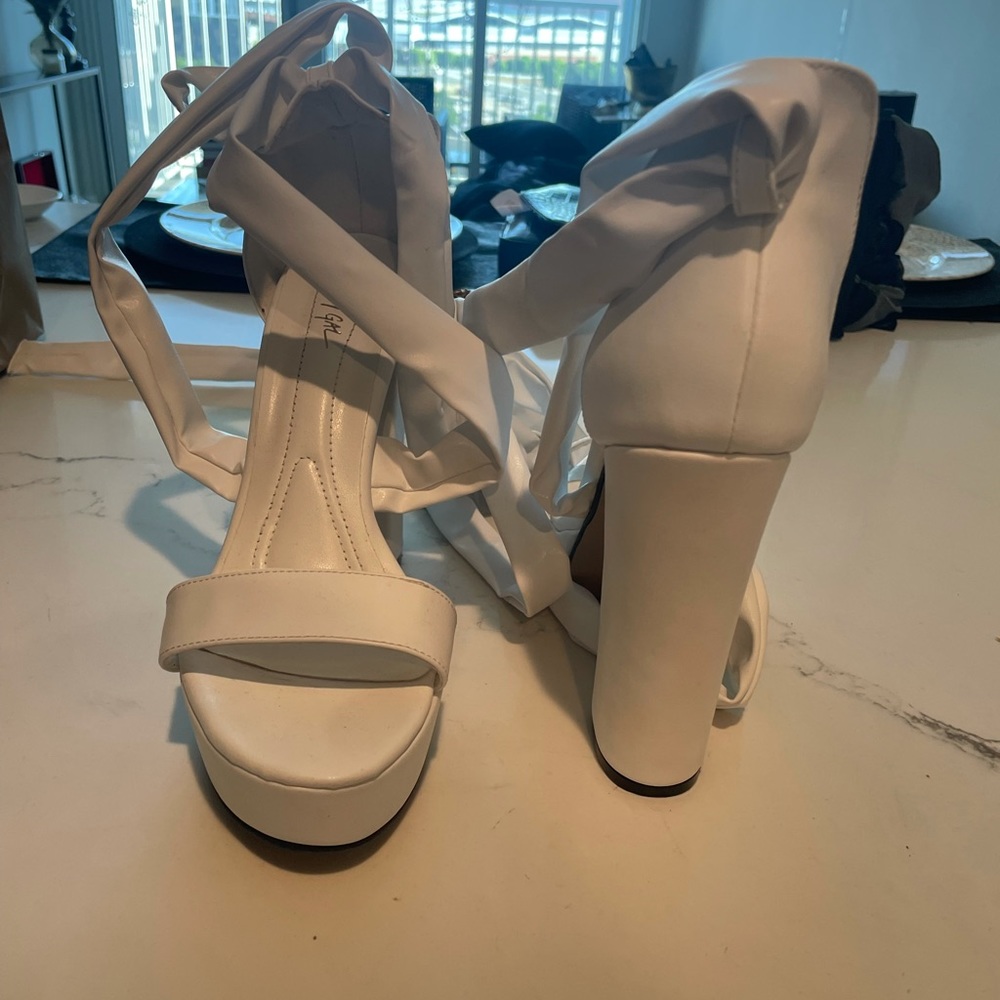 White leather Nasty Gal heels